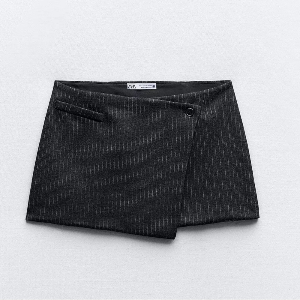NWT Zara WRAP FRONT STRIPED MINI SKIRT